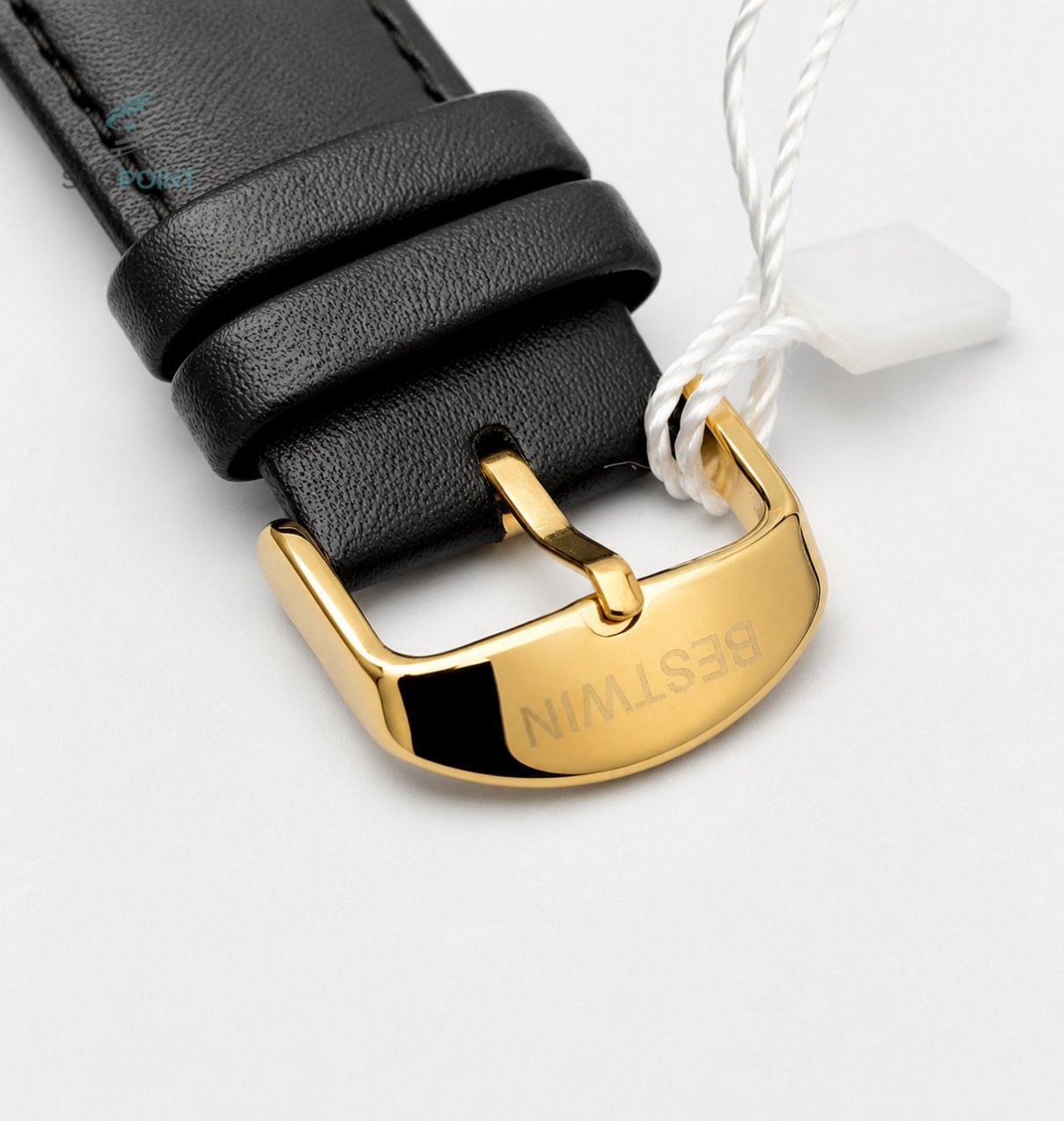 BW Dual Watch White Dial Gold Case Men's Leather Strap Analog Wrist Watch - Image 5