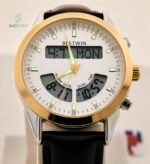 BW Dual Watch Gold White Dial Men's Leather Strap Analog Wrist Watch